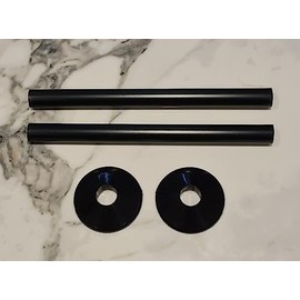Radiator Pipe Covers & Collars Pair- Black 15mm Pipe Shroud 200mm-TC