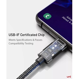 uni USB C to USB C cable 10FT, 100W to C type nylon braided USB C cable 2 pack