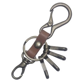 highstyle Tochigi Leather & Mini Carabiner & 4 Hooks + Small Nascan Key Chain (Antique/Dark Brown)