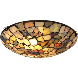 Tiffany Ceiling Lamp, Artzone Handcrafted Light Fixture Ceiling, Stained Glass Ceiling Light for Foyer, Living Dining Room, Bedroom, Bathroom - 16" Natural Stone Lampshade