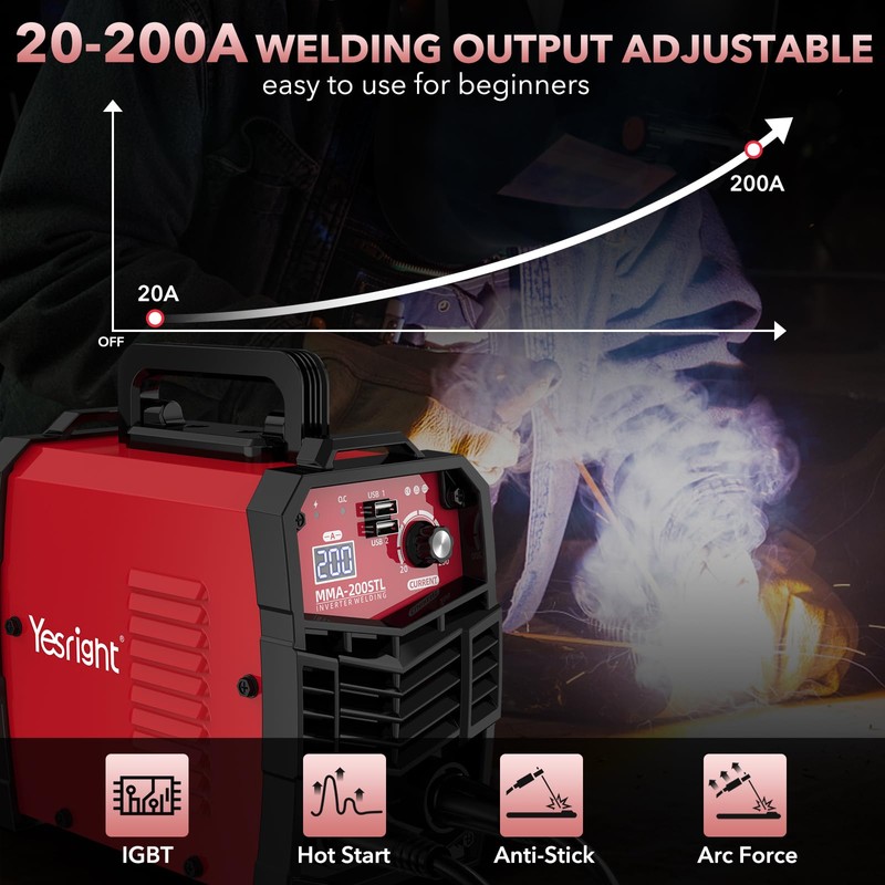 YesRight Mini Stick Welder, 200A Portable Welding Machine with 20PCS