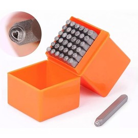 37 Piece Punch Numbers Set with Storage Box, 3 mm A-Z Letters 0-9 Numbers 1 Symbol 1 Heart Shape Metal Punch Letters Punch Kit for Printing Metal, Plastic, Wood, Leather