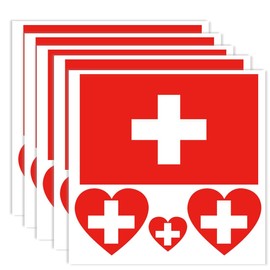 20 PCS Swiss Flag Tattoo,Swiss Banner Tattoos Decoration Decal, Rectangle Heart Waterproof Sticker for Party Parade