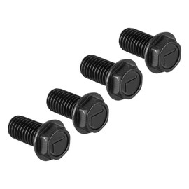 sourcing map M7x16mm Hex Flange Bolts Left Hand Thread 8.8 Grade Carbon Steel Black 4pcs