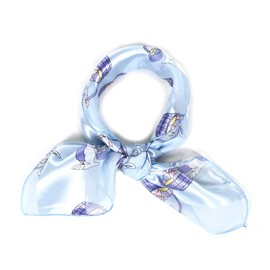 SERENITA Women Square Satin Stripe Silk Feeling Neckerchief - Head Hair Neck Scarves - 21"x21", Easter bunny and egg, Blue