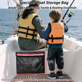 13.5" x 10" Marine Storage Bag with Lid | Waterproof Breathable Mesh | Hook and Loop Closure | Ideal for Boat Gear, Fishing Tackle & Home Organization(2, red)