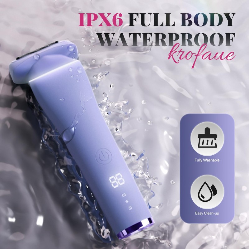 krofaue Electric Razors for Women - Waterproof Bikini Trimmer with