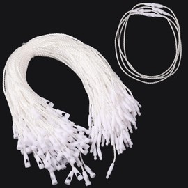 Strip Cotton Hang Tag with Lock Labels String Hang Tags White Nylon String for Hang Tags Hang Tag String Price Snap Secure Tag Fasteners for Price Snap Lock for Attaching Labels (100 pcs White)