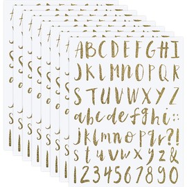 552 Pcs 8 Sheets Vinyl Letters Numbers Stickers Kit Christmas Self Adhesive Cursive Alphabet Numbers Sticker for Scrapbooking Signs Mailbox Water Bottle DIY Craft Classroom Decor(1 Inch,Gold)