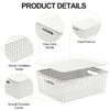 Xowine 6-Pack Plastic Woven Basket with Lids, Lidded Storage Bin,