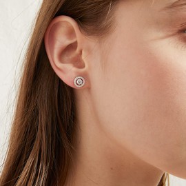 Stud Earrings for Women Circle Diamond Earrings Sterling Silver Cubic Zirconia Stud Earrings CZ Earrings Women Diamond Studs Hypoallergenic Earrings for Women Silver Earrings Studs