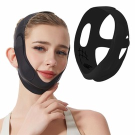 Cinta de barbilla V-Line Lifting para dormir - Cinta para levantar el cuello, reductor de papada y moldeador de mandíbula con seda helada de grafeno - Mascarilla facial adelgazante reutilizab