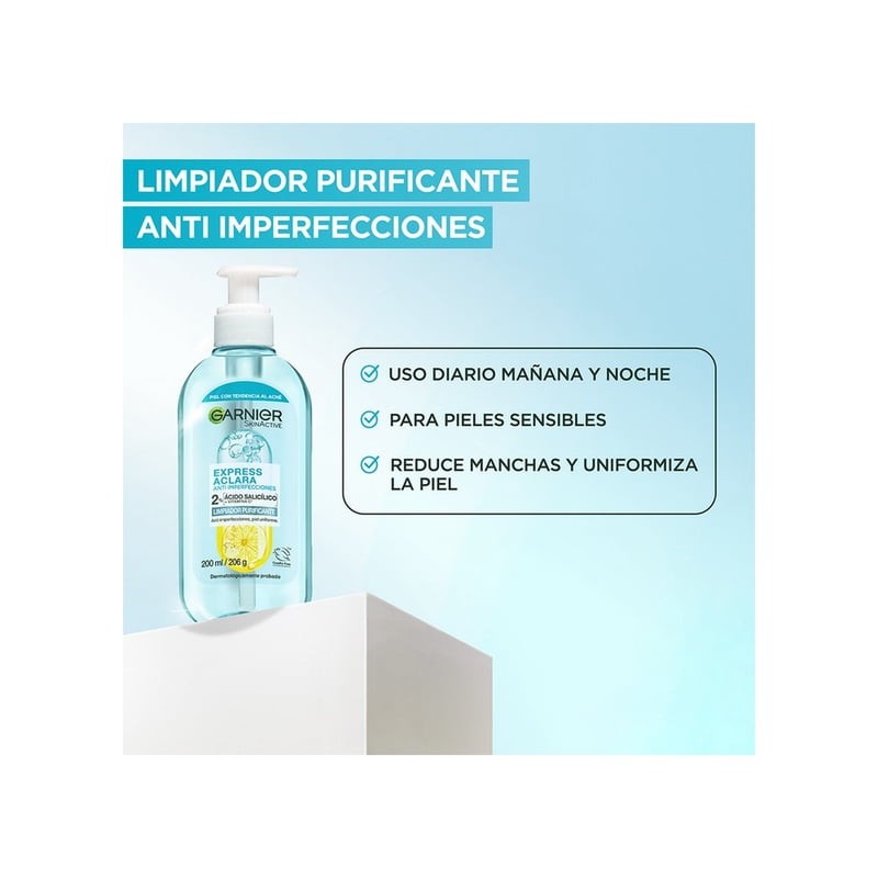 Limpiador purificante Garnier skin active anti imperfecciones 200 ml