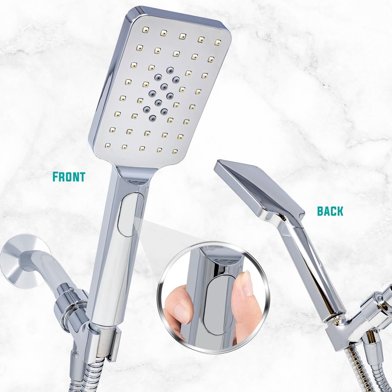Metpure High-Pressure Handheld Shower Head with Easy Clicker for Multiple