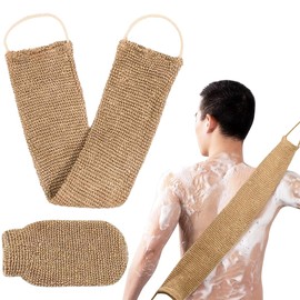 Pack of 2 Back Scrubber for Shower Bamboo Fibre Exfoliating Scrubber Sponge Back Brush Massage Glove