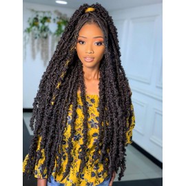 Forevery Butterfly Locs Crochet Hair 30 Inch Distressed Locs Crochet Hair for Black Women 6 Packs Fairy Butterfly Locs (30 Inch-6 Packs-1B)