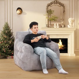 Bean Bag Chairs for Adults Oversize Bean Bag Sofa Chair with High Density Memory Foam Bean Bag Chair Lazy Chair with Armrest, Adult Beanbag for Bedroom, Living Room, Office