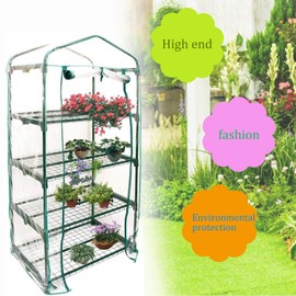 Mini Greenhouse Transparent PVC Cover Portable Small Greenhouses Cover wih Roll-Up Zipper Door, Waterproof Garden Green House Tent(Iron Stand not Include)