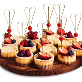 Canape King 1000pcs Bamboo Cocktail Sticks - Eco-Friendly Heart Shaped 12cm Toothpick for Appetizers - Fancy Mini Food Tooth Picks for Charcuterie Dessert BBQ Sandwich Party Supplies Skewers