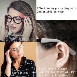 Glasses Ear Cushion Upgrade Soft Knitting Cotton Fabric Eyeglass Ear Cushions Holder Grips, Anti-Slip Eyeglasses Temple Tips Sleeve Retainer, For Glasses Sunglasses Eyewear(2pairs Black+2pairs gray)