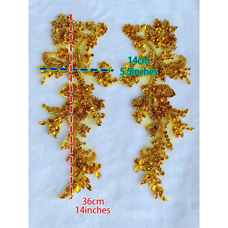 Handmade Rhinestones Bodice lace Applique handsewing Beads Sequins Trim Patches