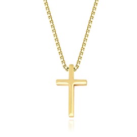 Aloluo Tiny Cross Necklace for Women Gold Plated Small Cross Pendant Necklaces Christian Faith Jewelry Birthday First Communion Gifts