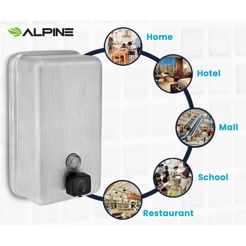 Alpine Industries Stainless Steel Soap Dispenser - Commercial Soap Dispenser