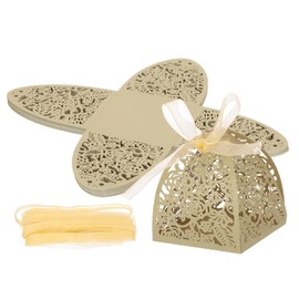 PATIKIL 2.36x2.36x2.76 Inch Favor Boxes, 24 Pcs Candy Party Gift Boxes for Wedding Mother's Day Easter Anniversary Christmas Graduation Celebration, Beige Gold