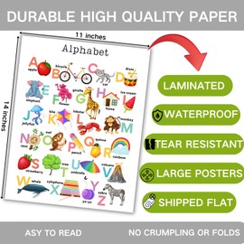 Educational Preschool Learning Posters,Alphabet ABC Posters for Toddlers Classroom Playroom Wall Decor,Counting Chart for Kindergarten,Pre K Learning Poster for Toddlers 1-3 Homeschool Supplies