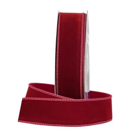 Royal Imports - Rollo de cinta impermeable tradicional de Navidad roja con alambre, para decoración floral y artesanal, 1.5 pulgadas de ancho (#9), borgoña (25 yardas), WIR_09_BDBD