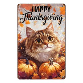 WIZYXQ Metal Signs Happy Thanksgiving Tin Signs Aluminum Sign for Living Room Bedroom Bar Cafe Yard Garden Office Wall Decor 12×8 Inch