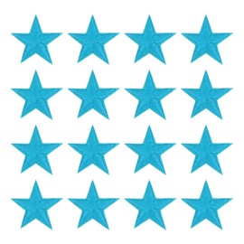 uxcell 16Pcs Iron on Star Patches, Sew on Star Embroidered Patches, Decorative Repair Patch Applique for DIY Crafts Backpacks Bags Hats Clothes, 29mm Peacock Blue
