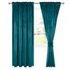 Hiasan Teal Velvet Curtains 90 inch Blackout Rod Pocket Thermal