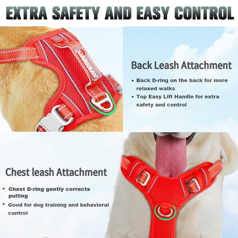 BARKBAY No Pull Dog Harness Large Reflective Dog Harness with