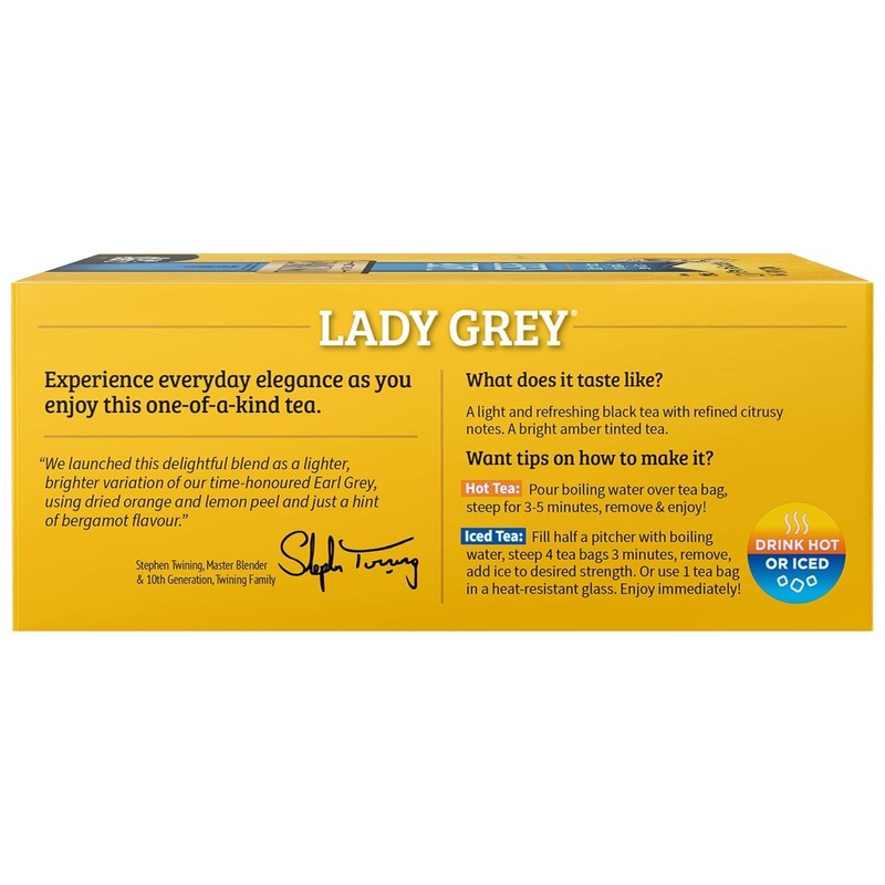 Twinings Lady Grey Black Tea Individually Wrapped Bags, 100 Count