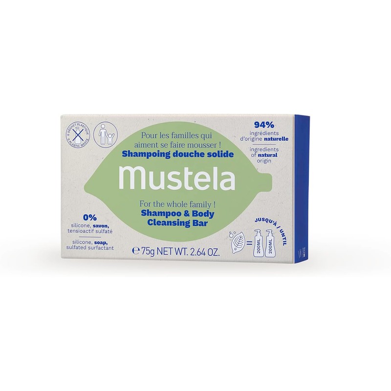 Mustela Shampoo en Barra para Cuerpo y Cabello, 75gr