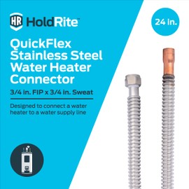 HoldRite QuickFlex 3/4 Inch FIP x 3/4 Inch Sweat x 24 Inch Water Heater Connectors, QFC-7524SWTZ