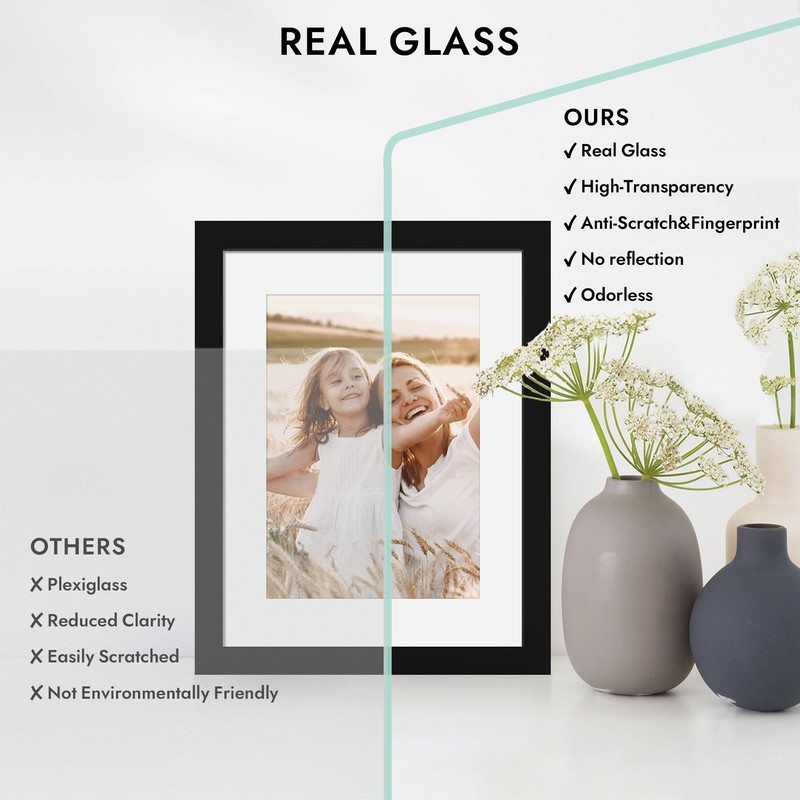 Hongkee 6x9 Picture Frame with Glass, Display Pictures 5x8 with