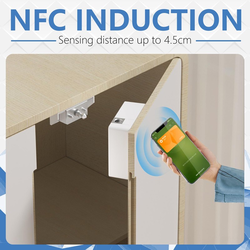 Smart Cabinet Lock, Electronic Cabinet Lock with Card, Hole-Free Invisible