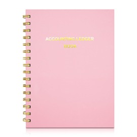 Accounting Ledger Book - A5 Check Register for Small Businesses & Personal Use, Undated Account Book for Tracking Money, Expenses, Deposits & Balance, 6.5" x 8.5" (Pink)