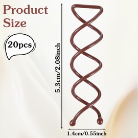 Mabor 20PCS Spiral Hair Pins - Corkscrew Bobby Pins for Hair Buns & Styling, Brown Spin Pin