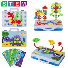 SUPSTEM STEM Drill & Build Toy Set for Kids Ages 3-8 | 224-Piece Building Kit with Electric Toy Drill, Screwdriver, Pegboard | Educational Construction Toys for Boys Girls | Gift for Birthdays