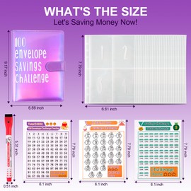 100 Envelopes Money Saving Challenge Binder, to Save $5,050, 10,000 and $500, 100 Days, 52 Weeks and 30 Days Challenge Binder, A5 Money Saving Planner Cash Envelope Budget Binder