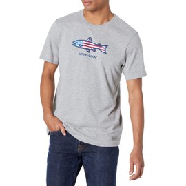 Life is Good. Men's Crusher Tee Flag Fish, Heather Gray
