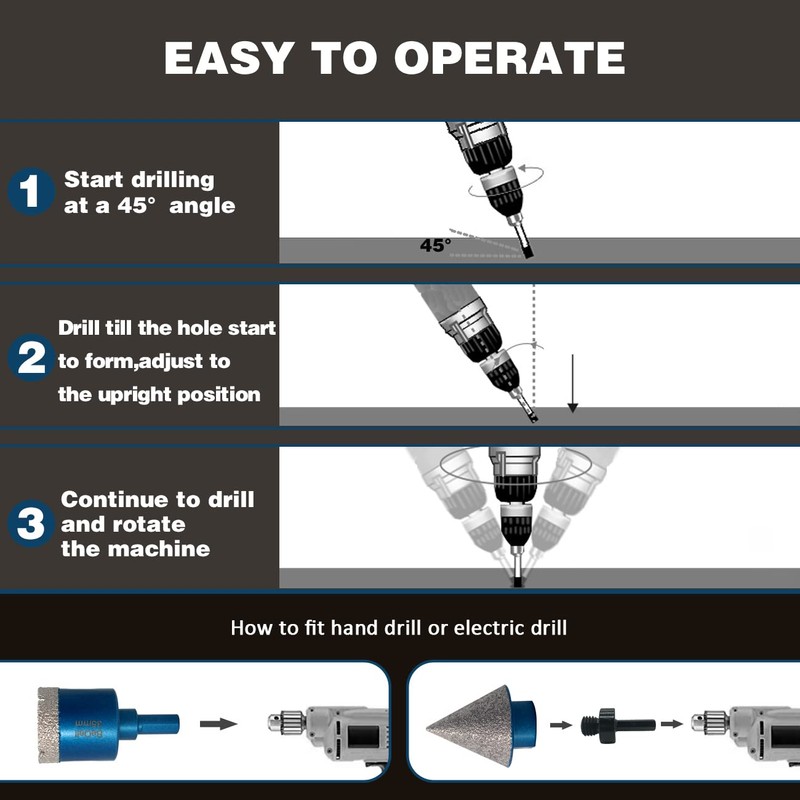 Diamond Hole Saw Kit Triangle Shank Diamond Core Drill Bit