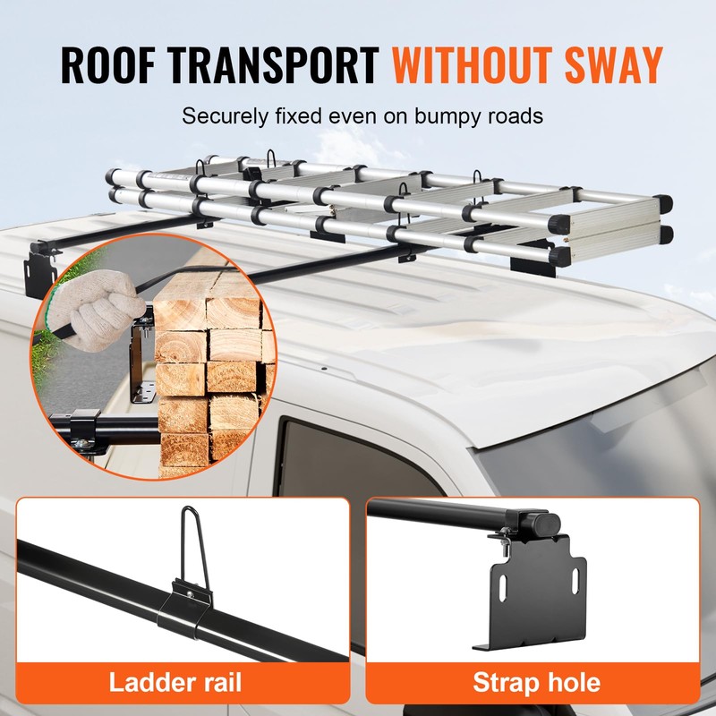 VEVOR Van Roof Ladder Racks - 60" Heavy-Duty Steel Racks,