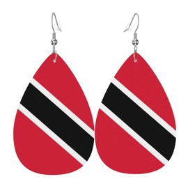Trinidad And Tobago Flag Teardrop Earrings For Women Lightweight Leather Dangle Earrings Patriotic Jewelry Gifts