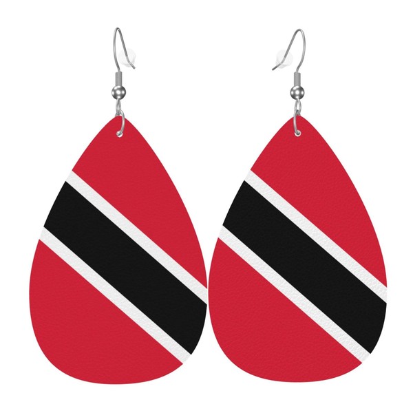 Trinidad And Tobago Flag Teardrop Earrings For Women Lightweight Leather