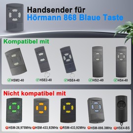 40,685MHz Garagentoröffner Handsender für Hörmann HSM4-40 4 Graue Tasten Ersatz für hörmann garagentor Fernbedienung HSE2-40 HSE4-40 HS4-40 HS2-40 Festcode 2 Stück