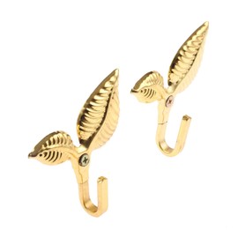 Hicello 2Pcs Curtain Holdbacks Tieback Hooks Multifunctional Wall Hook Gold Vintage Leaf Design